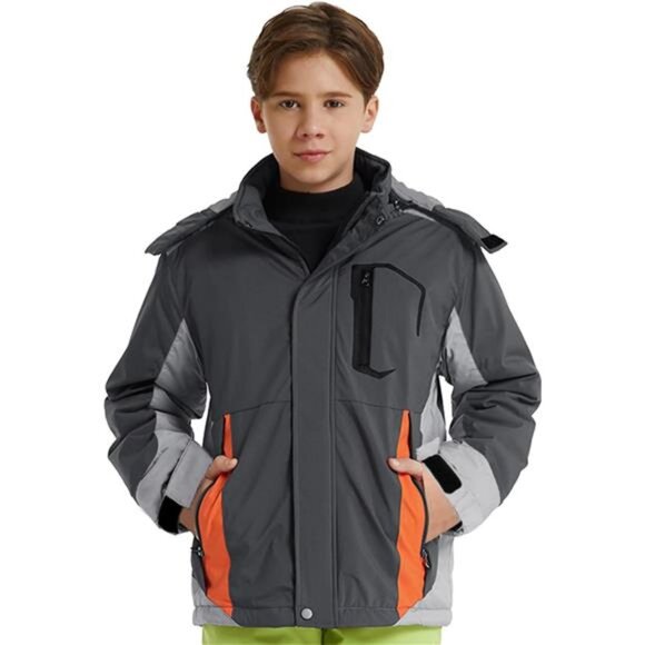 Boys' Waterproof Winter Ski Jacket Fleece-Lined Puffer Coat Insulated SnowJacket - Picture 3 of 6
